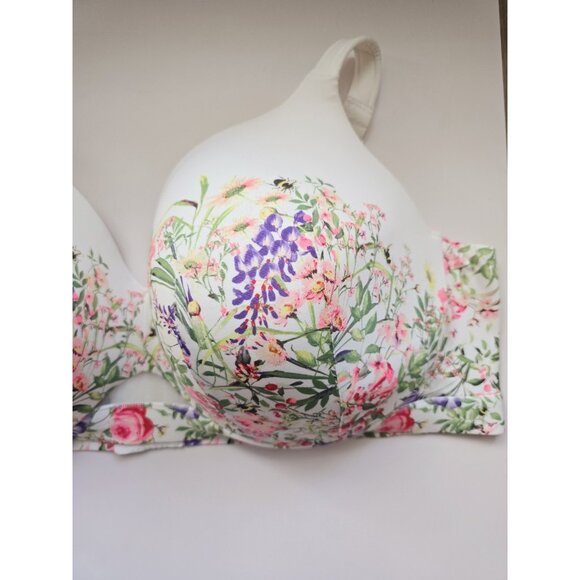 Cacique Lightly Lined Molded Full Coverage Figure Floral Underwire Bra 52DD - Picture 2 of 11